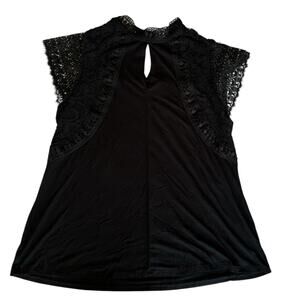 Womens Top Size Large Black Lace Soft Goth Cottage Whimsigoth Office Baddie